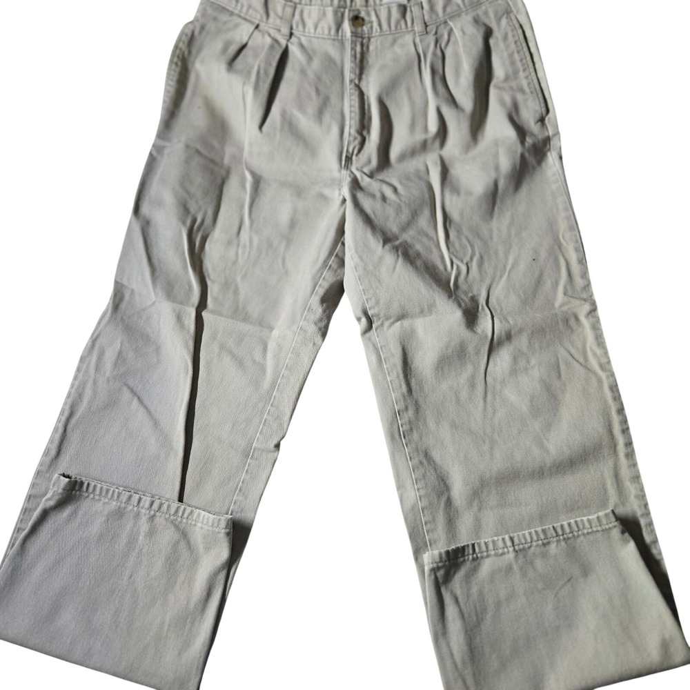 Duck Head Khaki Pleated Chino Pants Mens 36x32 Relaxed Fit Casual Trousers